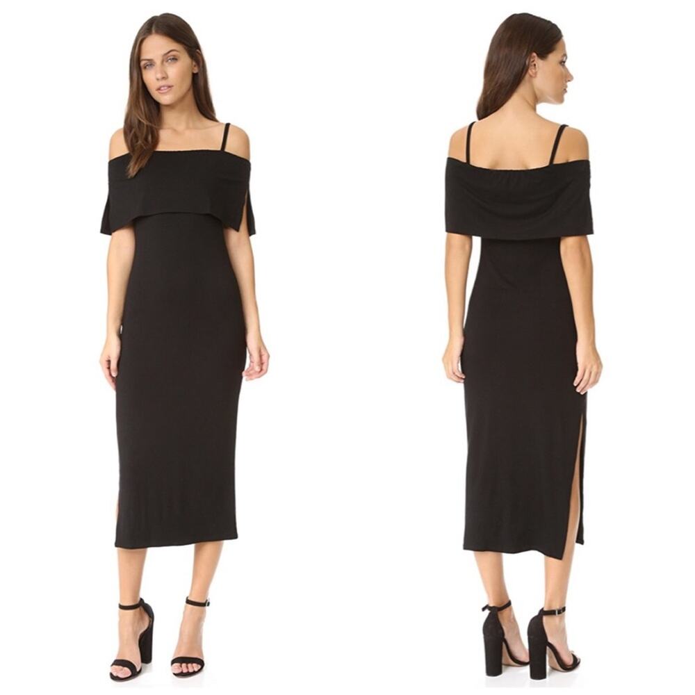 Rachel Pally Women's Pascal Off-The-Shoulder Black Sheath Dress‎ Size Large